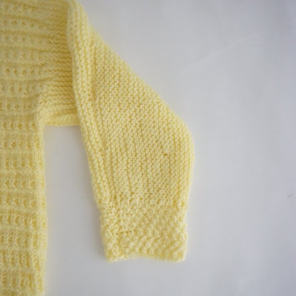 Handknit Yellow Knit Textured Button Front Cottage Garden Cottagecore Cardigan M - Picture 4 of 9